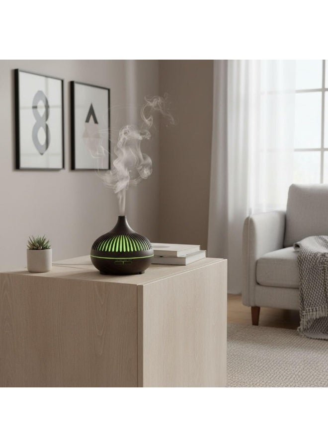 Ultrasonic Electric Essential Oil Diffuser 550ml - Elegant Wooden Shape (Brown/Beige) with Remote Control - 7 Colors LED Light, Timer - Humidifier for Home and Office (Brown) - Image 5
