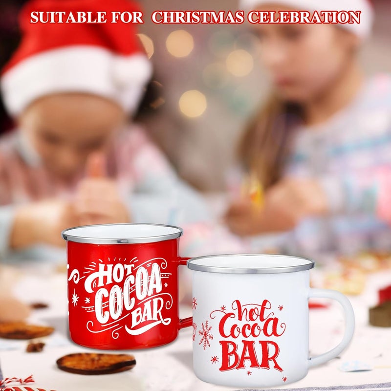 Yaomiao 9 Pcs Hot Cocoa Bar Enamel Mugs with Handles Christmas Coffee Mugs 12 oz Seasonal Enamel Cup Funny Novelty White and Red Tea Cups for Christmas Cute Style - Image 3