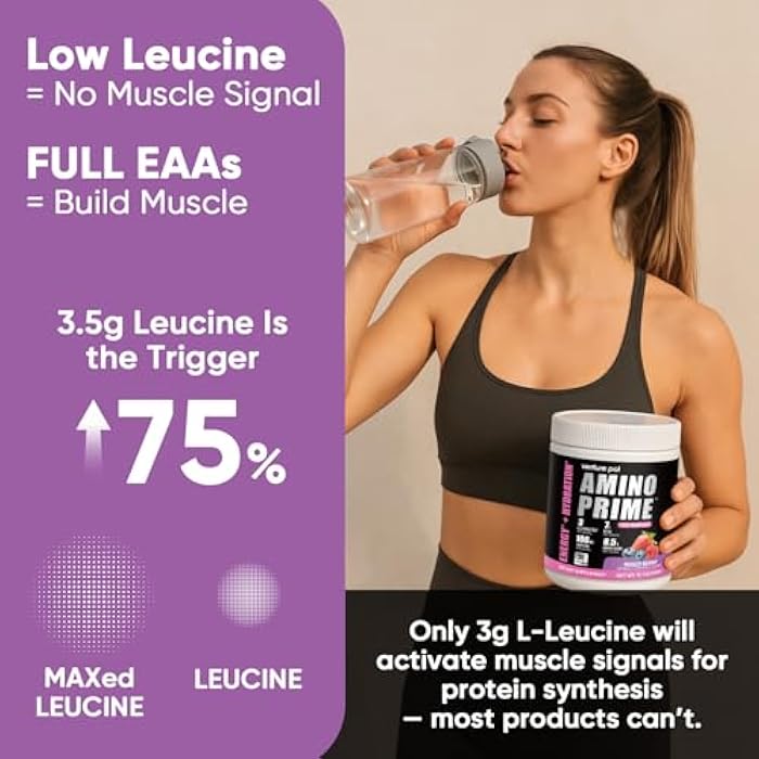 Venture Pal Essential Amino Acid Powder - BCAA Energy Pre Workout for Muscle Recovery Lean Growth and Endurance - Rehydrating Post Workout Recovery Drink with Natural Caffeine - Mixed Berry - Image 3