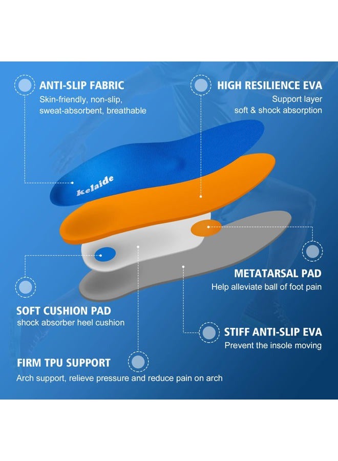 Kelaide Plantar Fasciitis High Arch Support Insoles for Men and Women - Orthotic Inserts with Metatarsal Pad and Deep Heel Cup - Comfort Insoles for Flat Feet Arch Pain - Work Sport Cushioning Insoles - Image 5