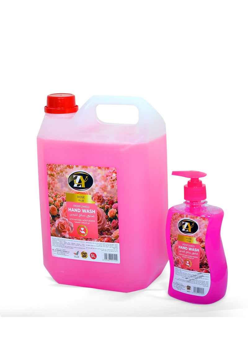 zy Rose Handwash Bundle 500ml+5L - Image 1