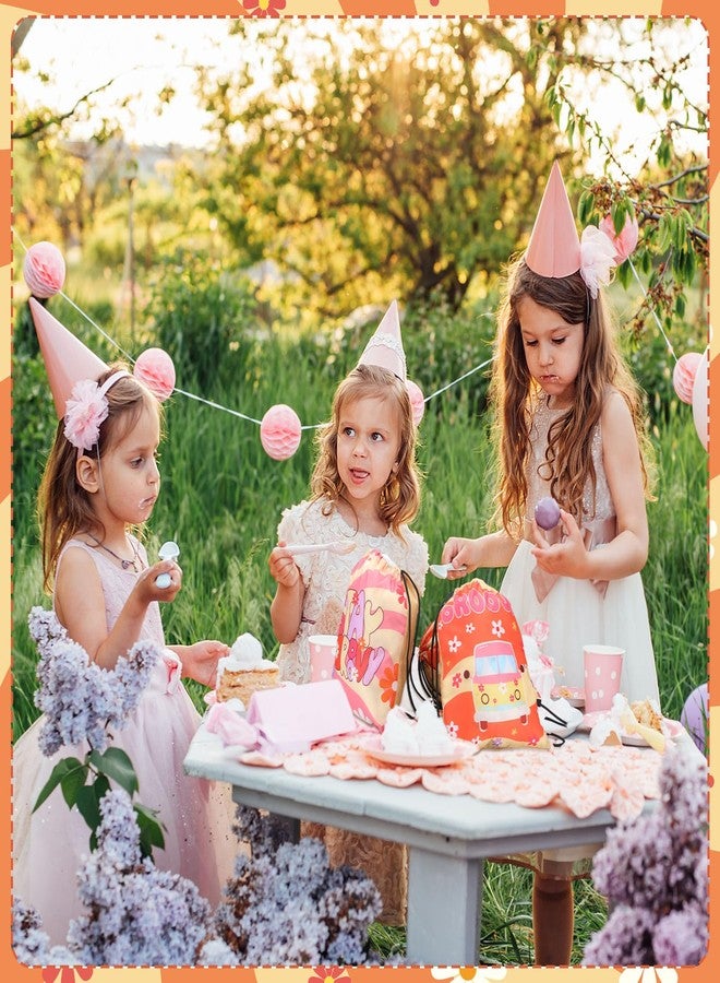 Abbylike 12 Pcs Groovy Party Favors Drawstring Bags Floral Boho Party Favor Drawstring Backpack Hippie Daisy Flower Treat Groovy Goodie Bag for Birthday Shower Wedding Gift Decorations Party Supplies - Image 5