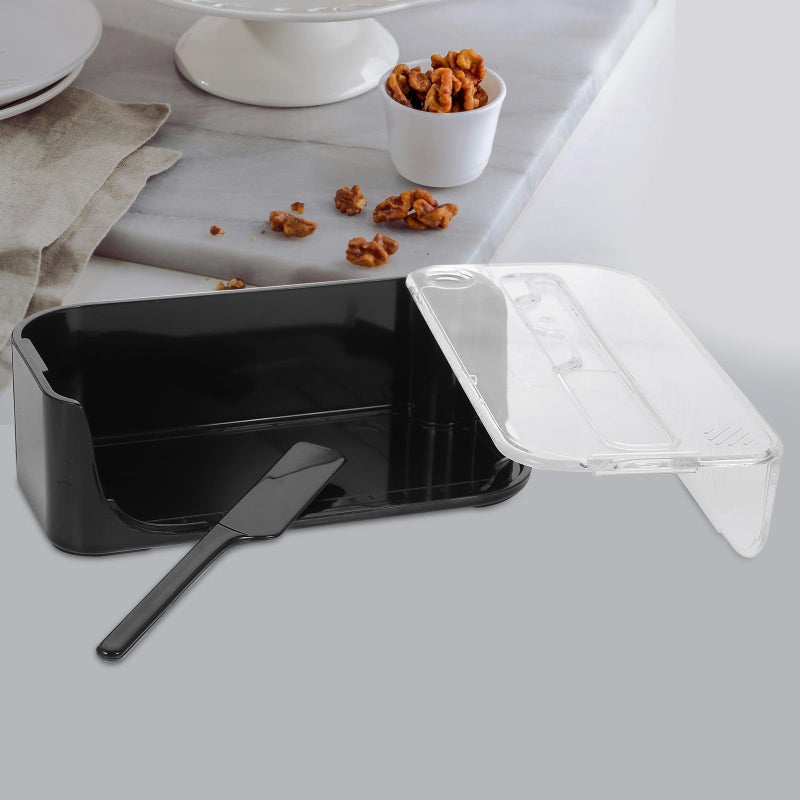 Black Butter Dish With Lid Storage Tray For Fridge And Countertop Kitchen Use - Image 5