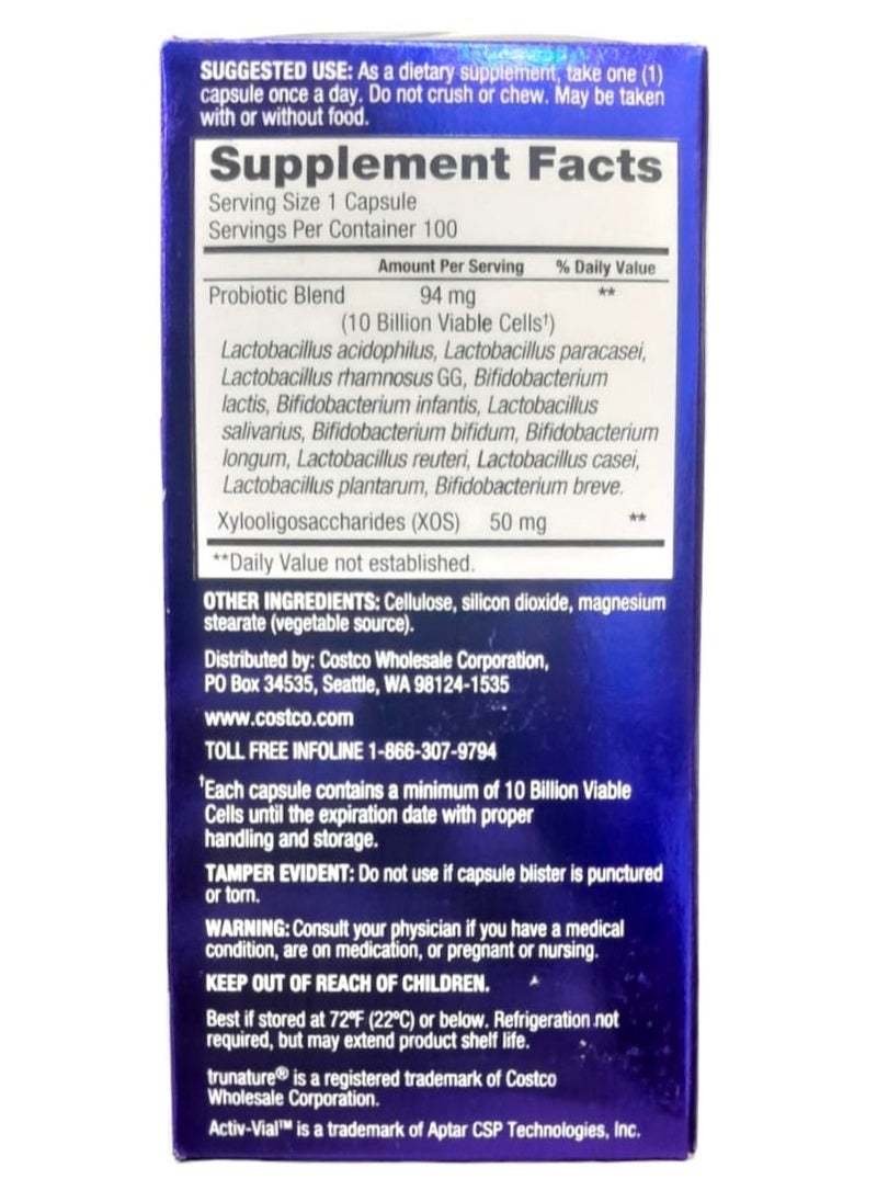 TruNature - Advanced Digestive Probiotic, 100 Vegetarian Capsules - Image 1