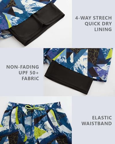 KANAV Mens Swim Trunks with Compression Liner 2 in 1 Quick-Dry Swim Shorts Lined Board Shorts Black/White - Image 5