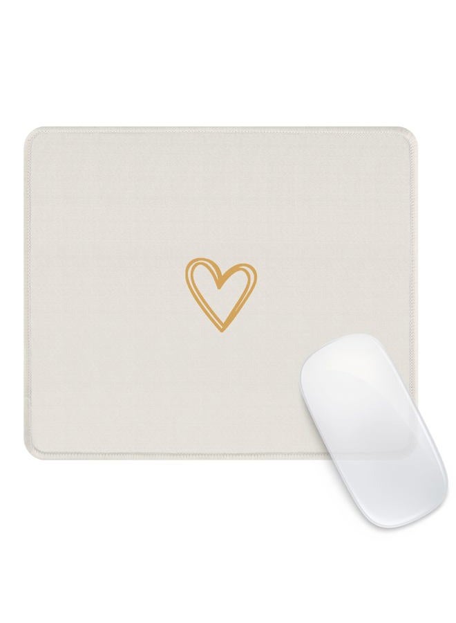 Seorsok Square Aesthetic Cute Heart Mouse Pad,Office Home Personalized Mouse Mat Design,Waterproof Funny Mousepad,Non-Slip Rubber Base Computer Mouse Pads for Wireless Mouse,Beige - Image 1