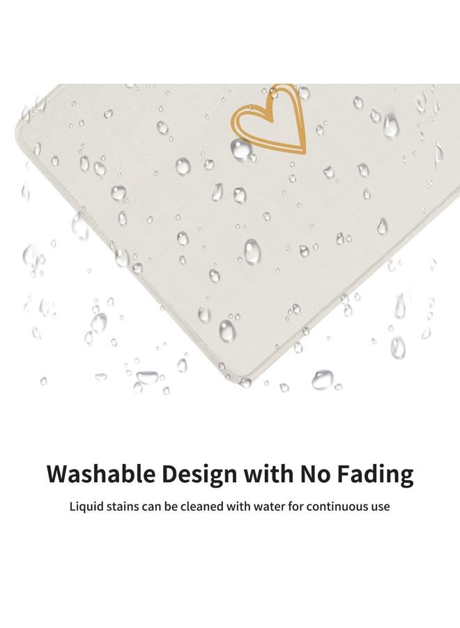 Seorsok Square Aesthetic Cute Heart Mouse Pad,Office Home Personalized Mouse Mat Design,Waterproof Funny Mousepad,Non-Slip Rubber Base Computer Mouse Pads for Wireless Mouse,Beige - Image 3