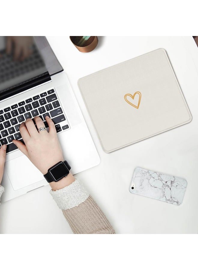 Seorsok Square Aesthetic Cute Heart Mouse Pad,Office Home Personalized Mouse Mat Design,Waterproof Funny Mousepad,Non-Slip Rubber Base Computer Mouse Pads for Wireless Mouse,Beige - Image 4