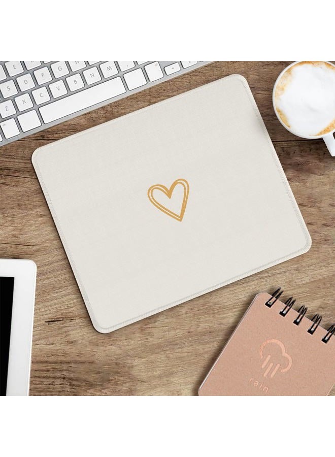 Seorsok Square Aesthetic Cute Heart Mouse Pad,Office Home Personalized Mouse Mat Design,Waterproof Funny Mousepad,Non-Slip Rubber Base Computer Mouse Pads for Wireless Mouse,Beige - Image 5