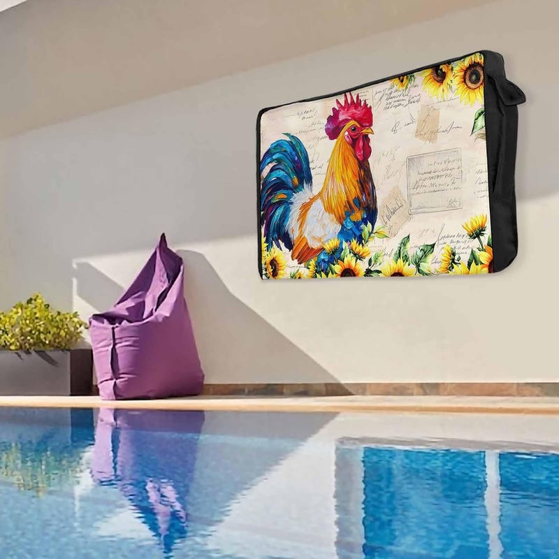 Rooster Sunflower Waterproof Outdoor TV Cover, Flower Animal Outside Weatherproof TV Enclosures for 48 to 50 Inch LCD Television Shield Flat Screen Protectors - Image 4