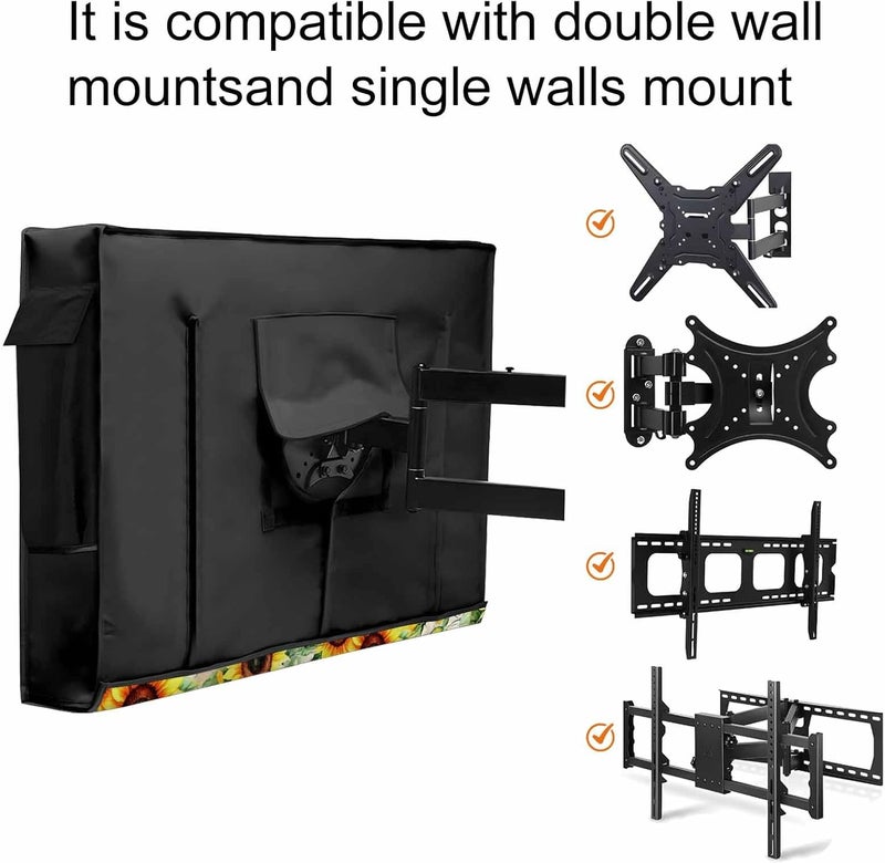Rooster Sunflower Waterproof Outdoor TV Cover, Flower Animal Outside Weatherproof TV Enclosures for 48 to 50 Inch LCD Television Shield Flat Screen Protectors - Image 5