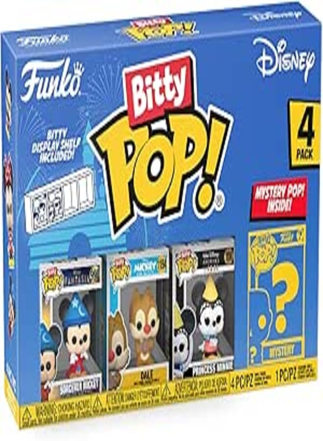 Funko Bitty Pop Disney – Sorcerer Mickey, Dale, Princess Minnie and a Mystery Surprise Mini Figure – 2.2 cm Collectable – Stackable Shelf Included – Gift Idea – Official Products