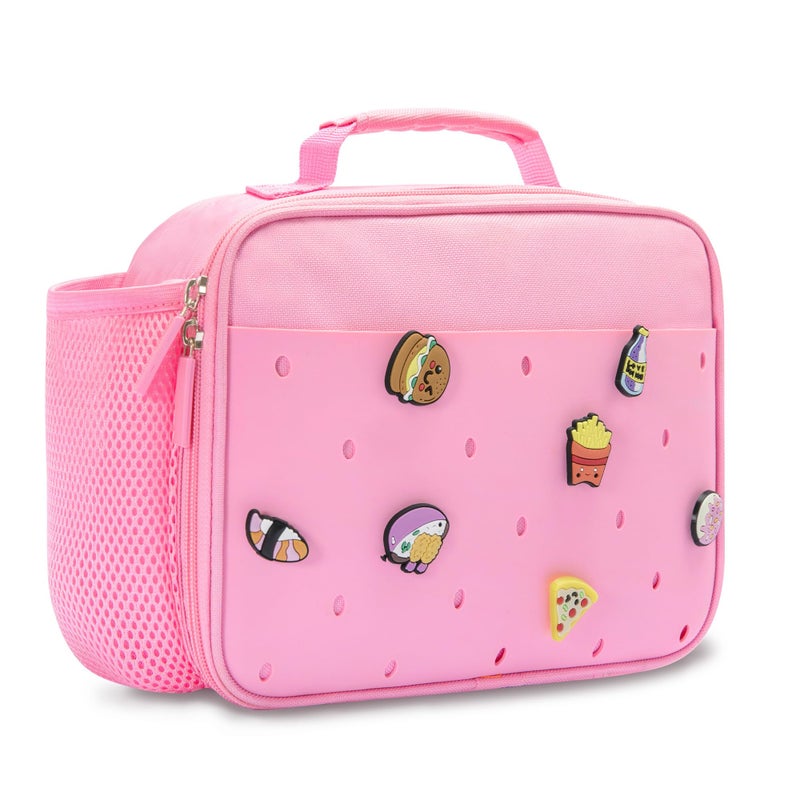 Uxeqtop Kid Insulated Lunch Bag Cute Lunch Box Reusable Lunch Tote for School Picnic Birthday Gifts for GirlPink