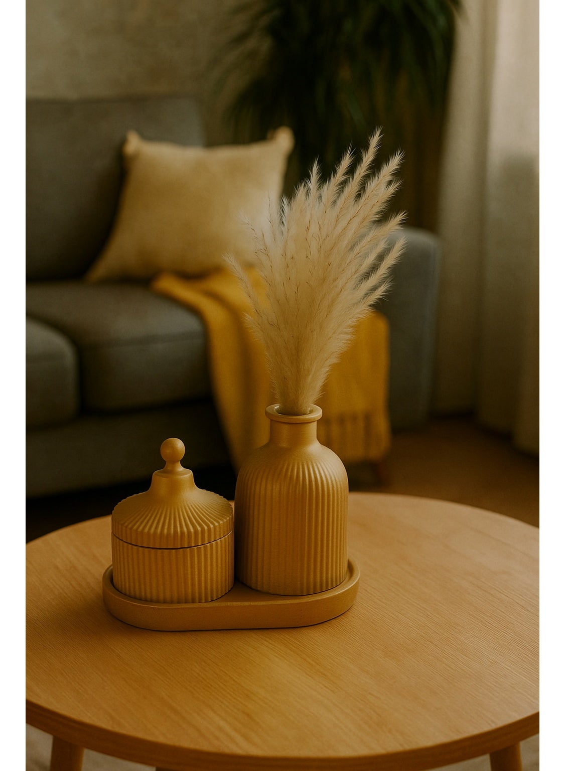 4-Piece Resin Home Decor Set Vase, Jar, Tray