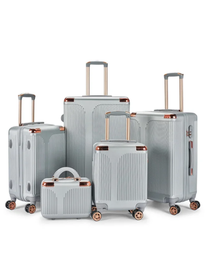 LIMRA Luggage set 5 pieces travel Bags with a distinctive design from limra Silver