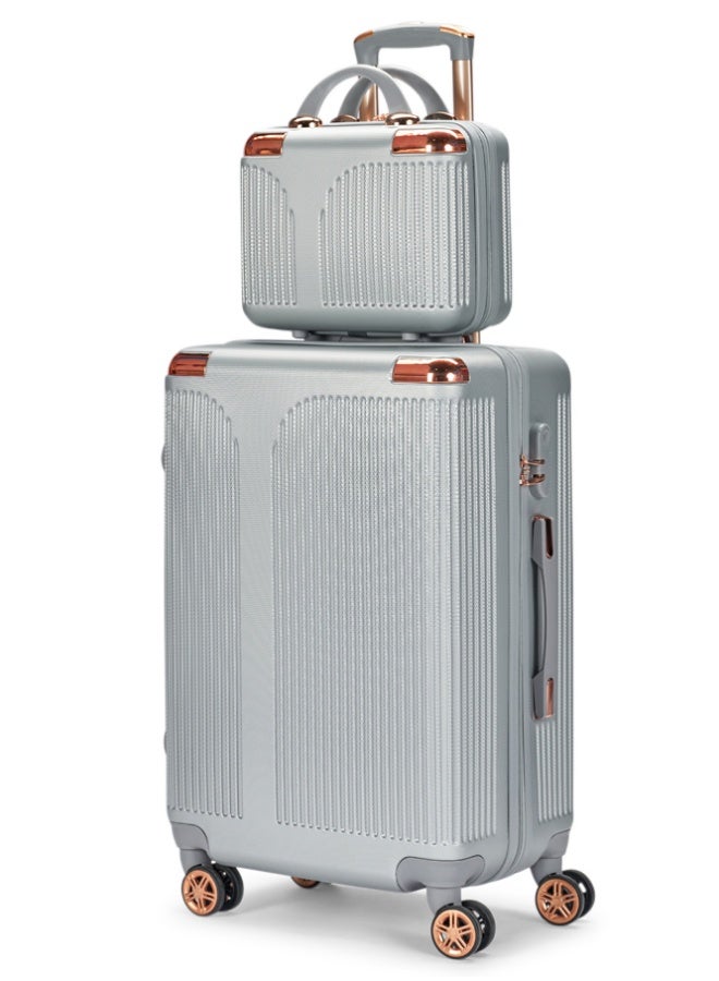 ليمرا طقم شنط سفر مكون من 5 حقائب أمتعة بـ 4 عجلات بتصميم صلب و حديث فضي - Image 5