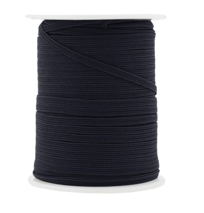 Mandala Crafts 3mm 50 Yds Roll of Black Elastic Bands for Sewing - 1/8 Flat Elastics Cord - 1 8 Inch Braided Stretch Straps for Crafting - Image 1
