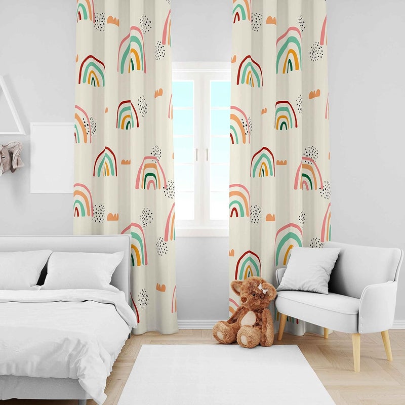 chiinvent Rainbow Curtains for Kids Cute Rainbow Room Darkening Window Curtains Decorative Cartoon Blackout Curtain for Girls Bedroom Nursery, C1, 52" x 96", 2 Panels - Image 5