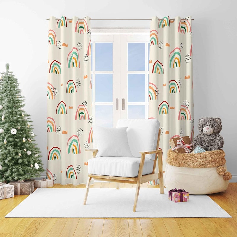 chiinvent Rainbow Curtains for Kids Cute Rainbow Room Darkening Window Curtains Decorative Cartoon Blackout Curtain for Girls Bedroom Nursery, C1, 52" x 96", 2 Panels - Image 4