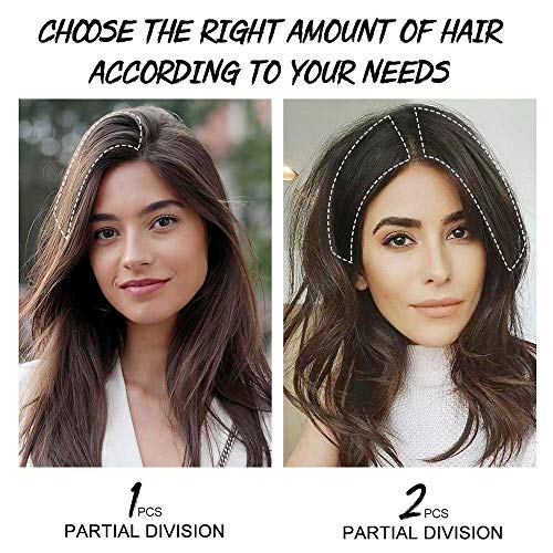 FEIPRO Invisible Hairpin Clip In Human Hair Extensions for Women With Short/Thinning Hair - Silky Straight One Piece Front Hairpieces Add Hair Volume - Fluffy Length, Thick 12Inch#2 Dark Brown - Image 5