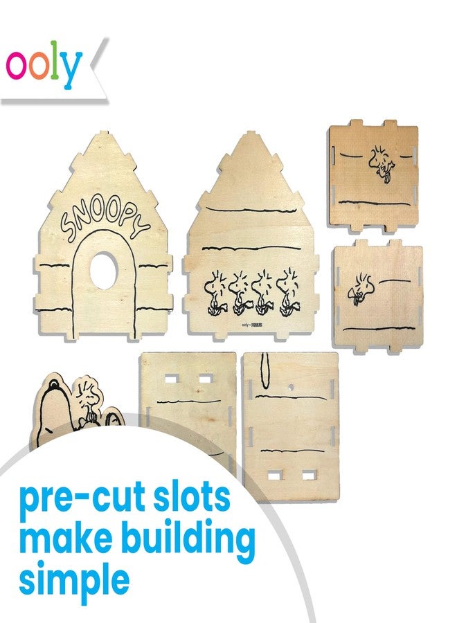 Ooly x Peanuts Snoopy Birdhouse Kit, Build & Paint Wooden Craft with 5 Acrylic Paint Markers, Twine & Instructions, Kids Craft Set Featuring Snoopy & Woodstock - Image 4