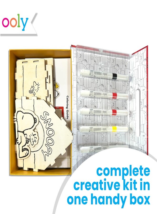 Ooly x Peanuts Snoopy Birdhouse Kit, Build & Paint Wooden Craft with 5 Acrylic Paint Markers, Twine & Instructions, Kids Craft Set Featuring Snoopy & Woodstock - Image 2