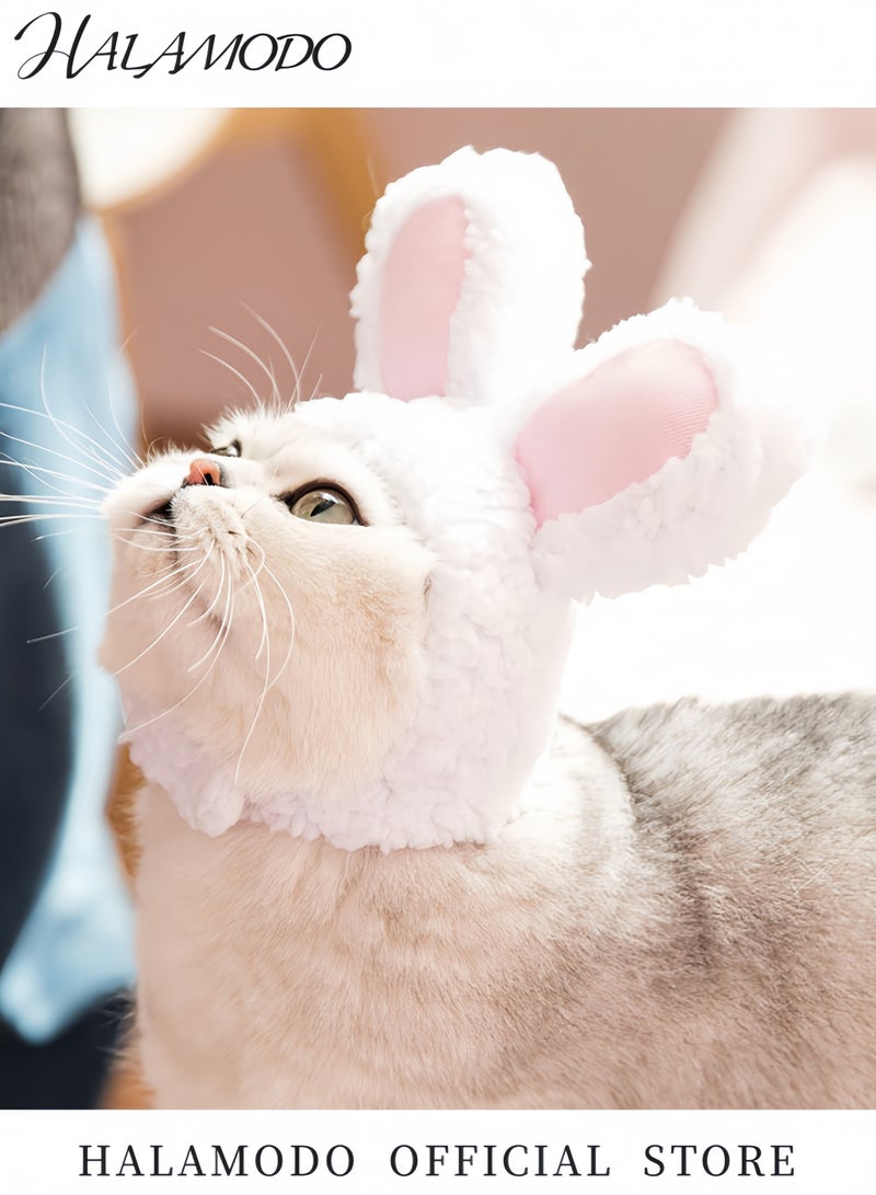 HALAMODO Pet Bunny Ears Hat Plush Costume for Kittens and Cats Soft Headband for Pet Dress Up Lovely Cat Accessories for Party Headdress for Small Pets - Image 2