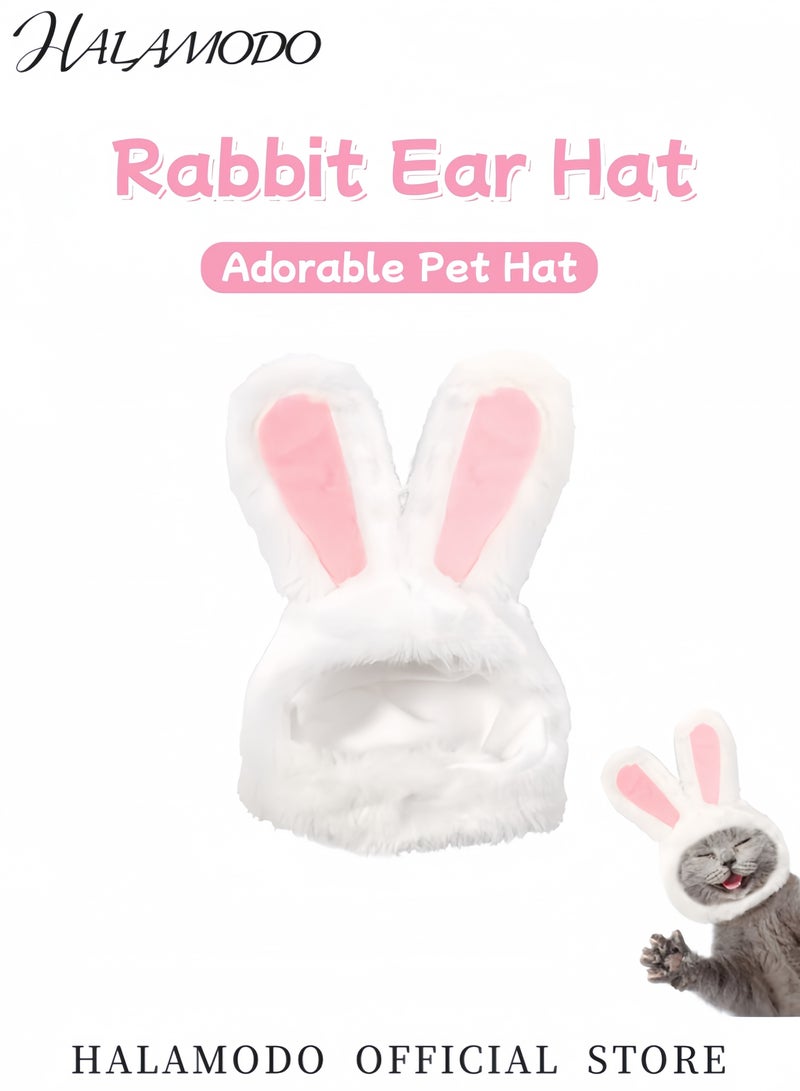 HALAMODO Pet Bunny Ears Hat Plush Costume for Kittens and Cats Soft Headband for Pet Dress Up Lovely Cat Accessories for Party Headdress for Small Pets - Image 3