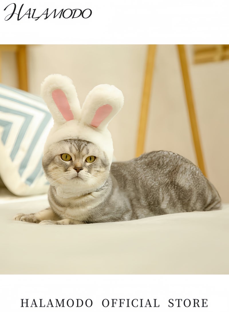 HALAMODO Pet Bunny Ears Hat Plush Costume for Kittens and Cats Soft Headband for Pet Dress Up Lovely Cat Accessories for Party Headdress for Small Pets - Image 4