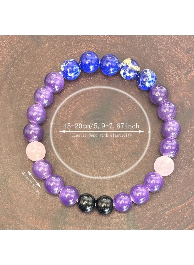 Goolsky 1pc Lapis Lazuli Beaded Bracelet for Anxiety, Multi-Color Beads, Enhances Calm & Balance, Ideal Gift for Men and Women, Stress Jewelry | Beaded Bracelet | Handcrafted Bracelet - Image 5