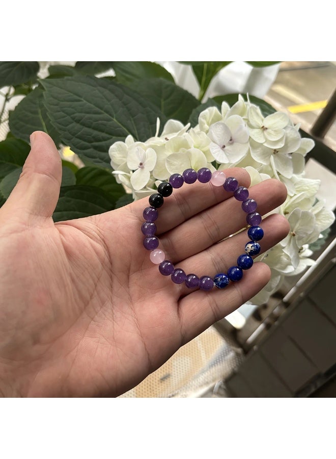 Goolsky 1pc Lapis Lazuli Beaded Bracelet for Anxiety, Multi-Color Beads, Enhances Calm & Balance, Ideal Gift for Men and Women, Stress Jewelry | Beaded Bracelet | Handcrafted Bracelet - Image 2