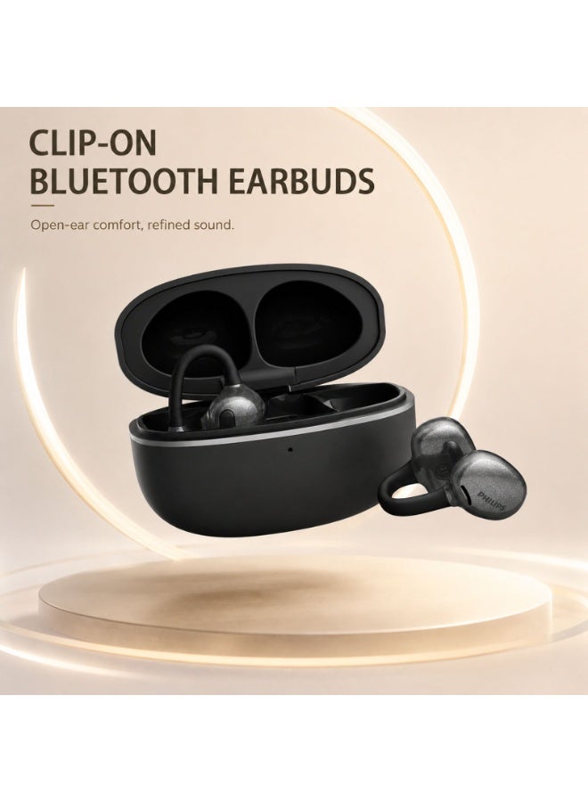 Philips 400 mAh TAQ3220, Earphone,True Open Ear Headphones,True Wireless Earbuds,Long Playtime, IP54 Water and Dust Proof with ANC,AI Call Noise Reduction,3D Surround Sound,Sterling Sound, Secure Fit and Comfort, For Sports, Work, Black. - Image 2