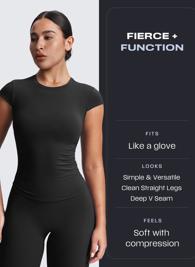 Aoxjox Women's Workout Velura Straight Leg Bottoms Mid-Waist Hidden Srcunch PlushFlex™ Gym Yoga Pants 31"/33"/35" - Image 4
