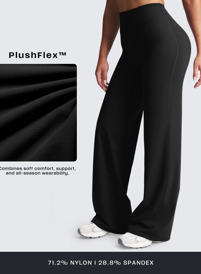 Aoxjox Women's Workout Velura Straight Leg Bottoms Mid-Waist Hidden Srcunch PlushFlex™ Gym Yoga Pants 31"/33"/35" - Image 5