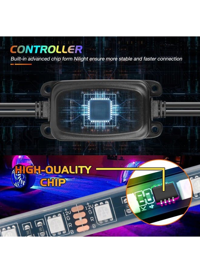 Nilight 4PCS 17.5inch Double Row LED Wheel Ring Lights RGB with APP and Remote Control Neon Wheel Rim Lights w/Turn Signal and Braking Function Dual Row for Car Van SUV Truck - Image 2
