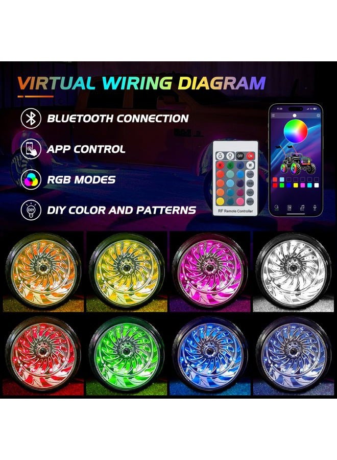 Nilight 4PCS 17.5inch Double Row LED Wheel Ring Lights RGB with APP and Remote Control Neon Wheel Rim Lights w/Turn Signal and Braking Function Dual Row for Car Van SUV Truck - Image 3