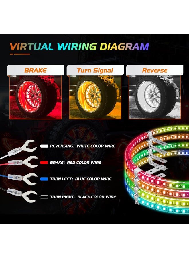 Nilight 4PCS 17.5inch Double Row LED Wheel Ring Lights RGB with APP and Remote Control Neon Wheel Rim Lights w/Turn Signal and Braking Function Dual Row for Car Van SUV Truck - Image 4