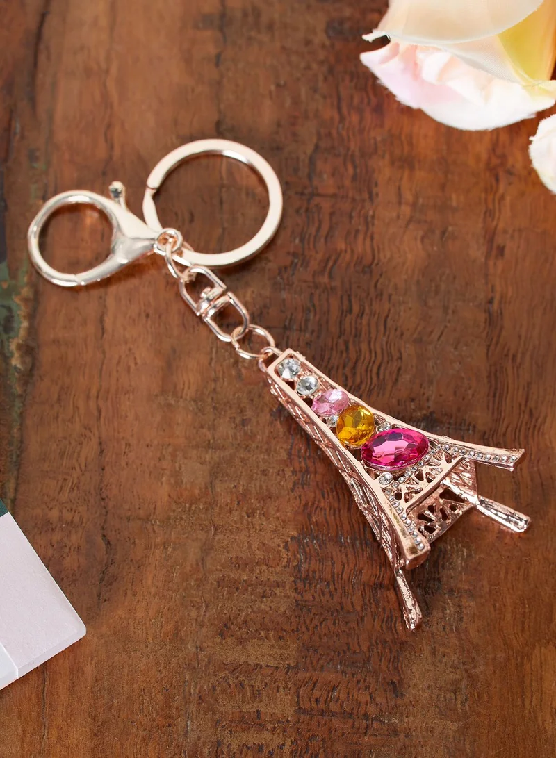 Pink Cactus Eiffel Tower Key Ring
