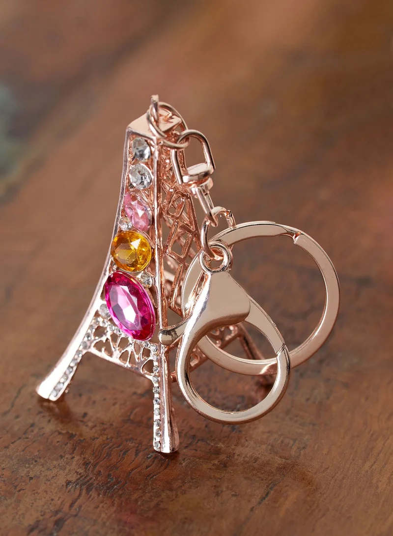 Pink Cactus Eiffel Tower Key Ring
