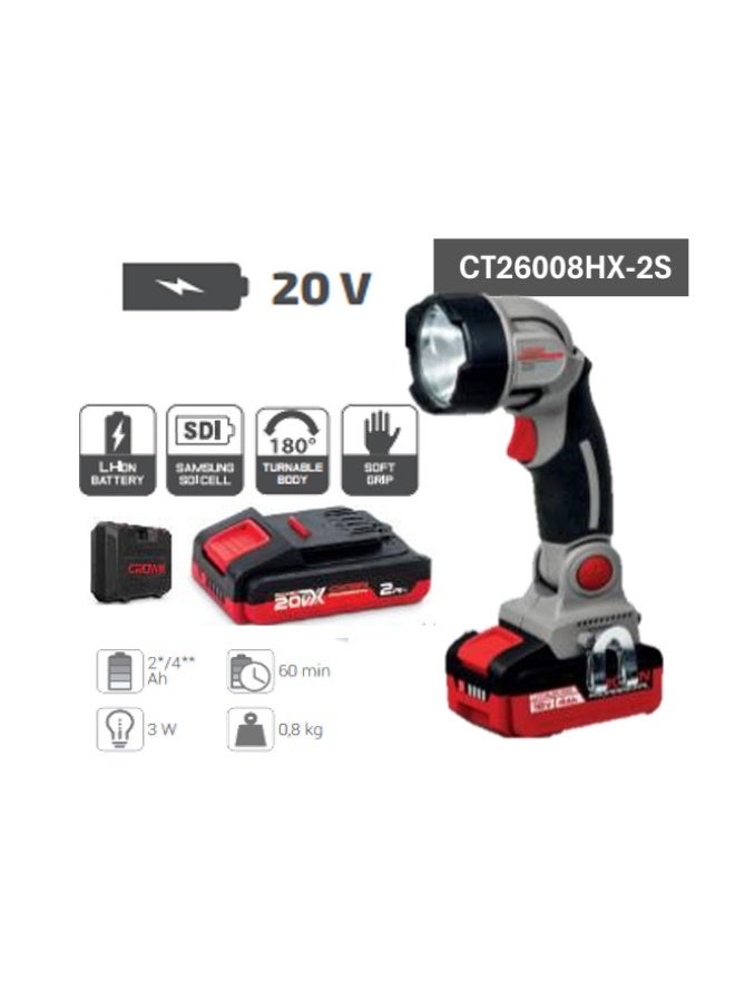 Crown CT26008HX-2S  LED flood light 20 volt 2 amp with one battery and charger - Image 2