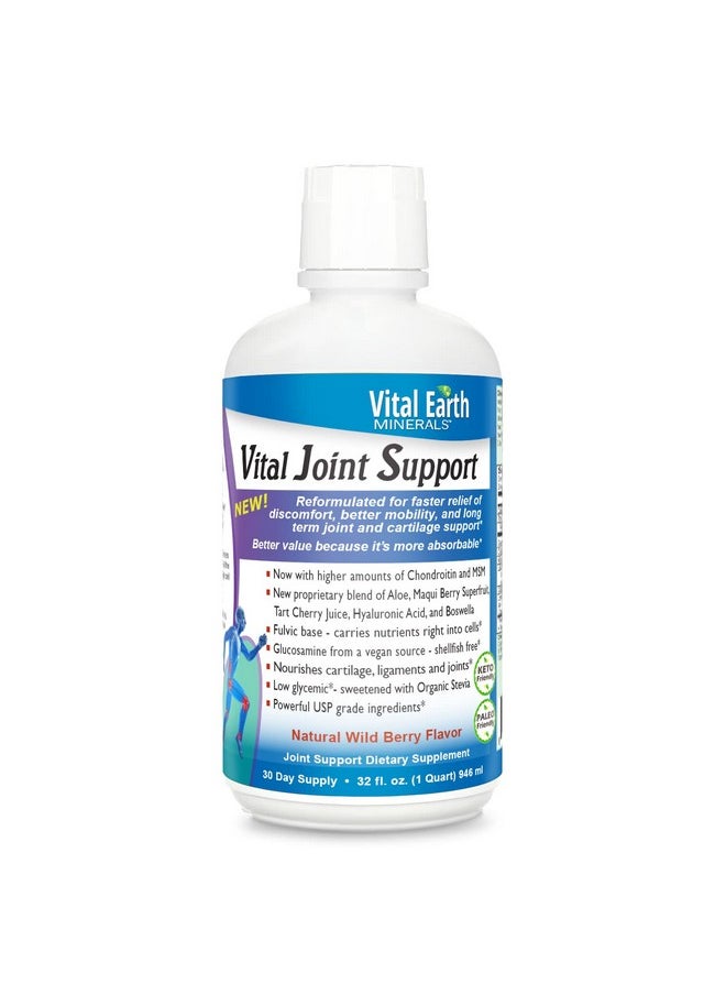 Vital Earth Minerals Vital Earth Joint Support Supplement With Fulvic Acid Trace Minerals Liquid MsmLiquid Glucosamine Chondroitin For Humans Aloe VeraTart Cherry JuiceHyaluronic AcidBoswellia 32 Fl Oz  - Image 2