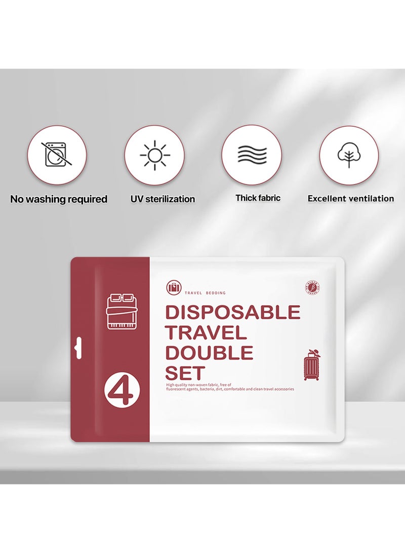 4 Pack Disposable Bed Sheets for Travel, Portable Disposable Bedding Set with Bed Sheet*1/Quilt Cover*1/Pillowcases*2 Disposable Bed Sheets King Size for Travel Business Trip Camping Hotel.  - Image 2