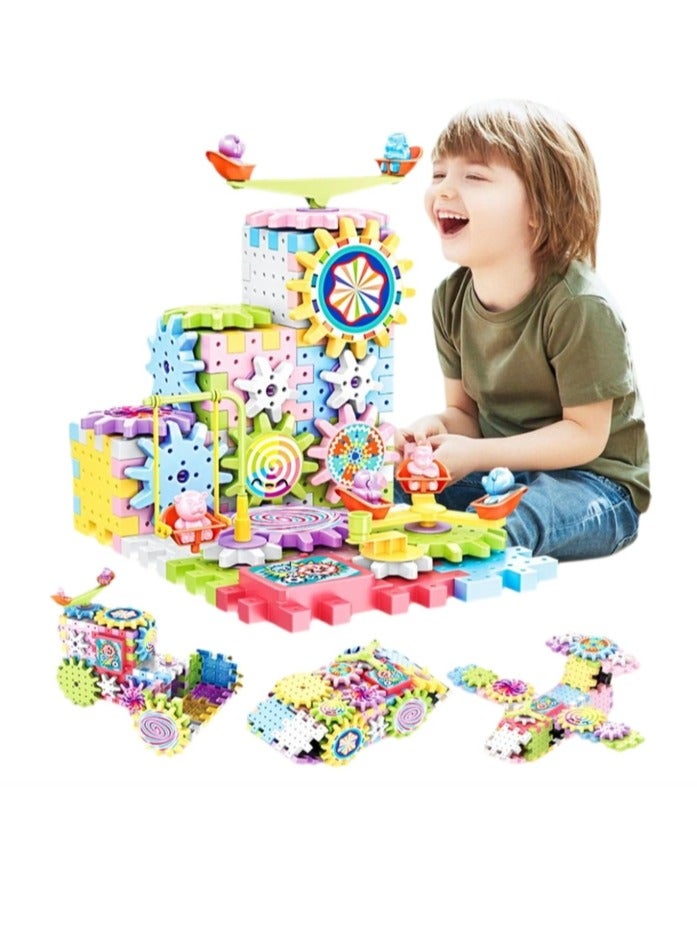 Electric Gears Blocks Toy, Gear Building Toy Set, Children's Electric Gear Rotating Building Block Toys, Construction Toy Set For Kids, Diy Electric Gear Building Block Toy 83 PCS - Image 1