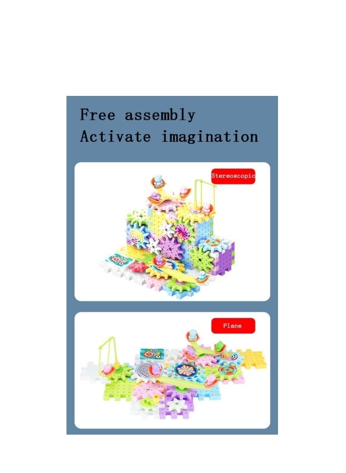 Electric Gears Blocks Toy, Gear Building Toy Set, Children's Electric Gear Rotating Building Block Toys, Construction Toy Set For Kids, Diy Electric Gear Building Block Toy 83 PCS - Image 5