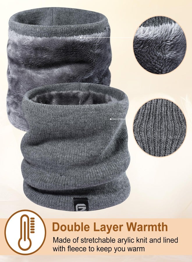 جادمكيندز غطاء رقبة شتوي من GADIEMKENSD للرجال والنساء، قناع تزلج من الصوف، وشاح دافئ للرقبة للتزلج على الجليد في الطقس البارد، غطاء وجه سميك ودافئ مقاوم للرياح، رمادي داكن - Image 2