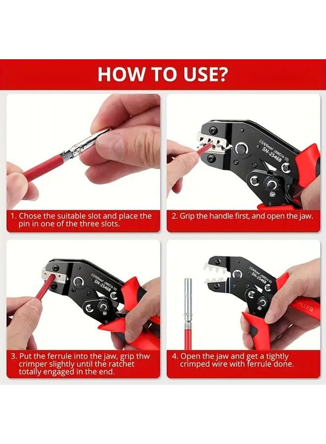 Red Black SN 2546B Multifunctional Electrician Crimping Pliers High Carbon Steel - Image 5