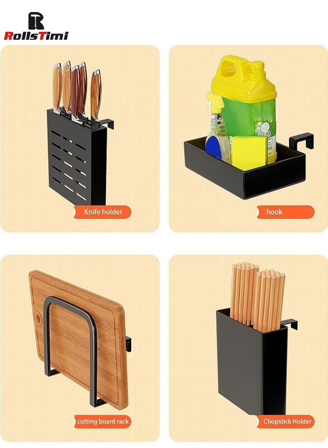 RollsTimi  Single Layer Dish Drying Racks, Dish Drainer Carbon Steel Dish Rack Sink Organizer Stand Shelf For Kitchen Counter Organizer Storage,With Cutlery Rack, Hook, Drain Rack Large Kitchen,Black - Image 4