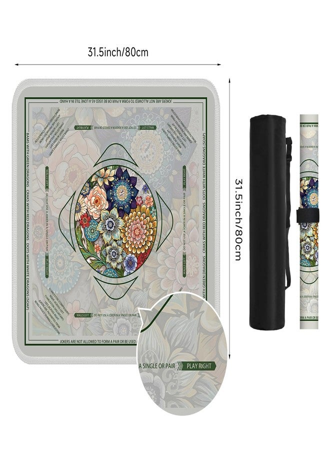 Deyimmei Neoprene Mahjong Mat for Table 31.5"x31.5" - Non-Slip, Noise Reduction Cover with Storage Pockets, American Rules & Crease-Free Rolled Shipping (Vibrant Blooms) - Image 5