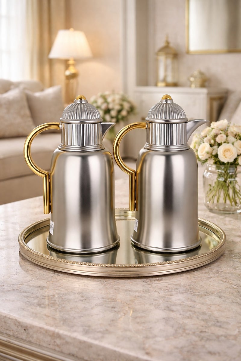 رادین مجموعة ترمس حراري مميزة للشاي والقهوة مكونة من قطعتين | مبطنة بالزجاج من الداخل | احتفاظ طويل بالحرارة | مثالية لشهر رمضان والاستخدام اليومي - Image 1