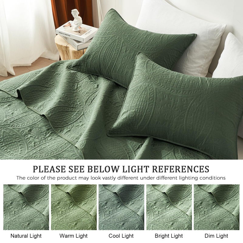 akkialla Twin Quilt Bedding Set,Olive Green Ultrasonic Quilt Set,Lightweight Soft Bedspread Coverlet,Modern Style Coin Pattern Bed Cover for All Seasons,2 Piece(1 Quilt,1 Pillow Sham) - Image 5